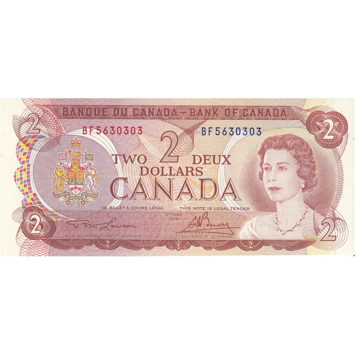BC-47a 1974 Canada $2 Lawson-Bouey, BF, Uncirculated (MS60)