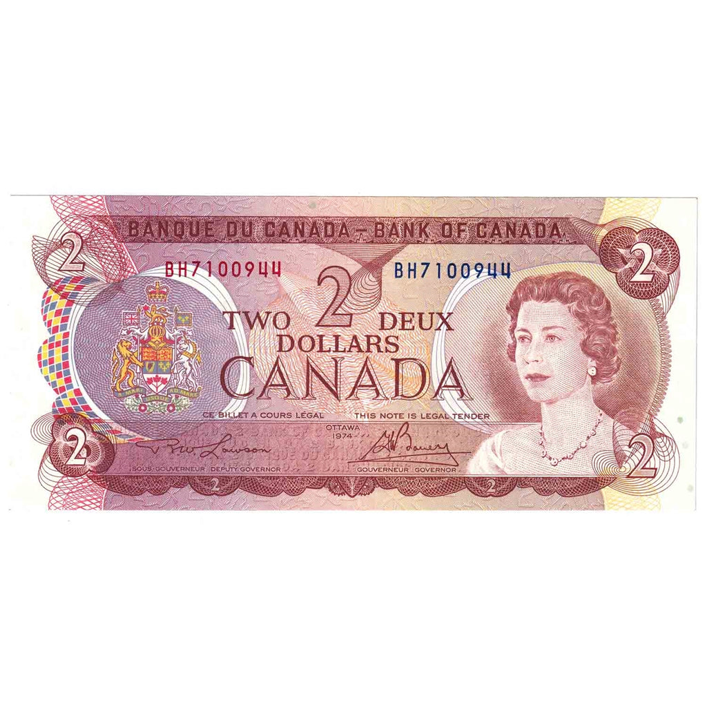 BC-47a 1974 Canada $2 Lawson-Bouey, BH, AU-UNC (AU55)
