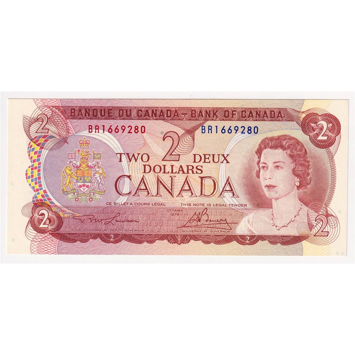 BC-47a 1974 Canada $2 Lawson-Bouey, BR, Uncirculated (MS60)