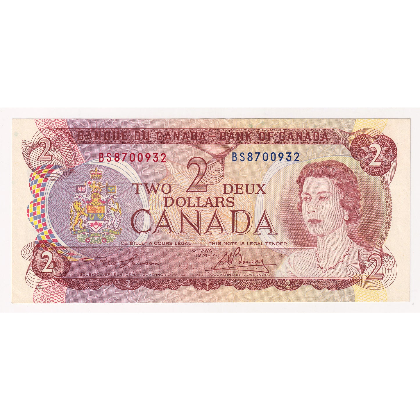 BC-47a 1974 Canada $2 Lawson-Bouey, BS, EF-AU (EF45)