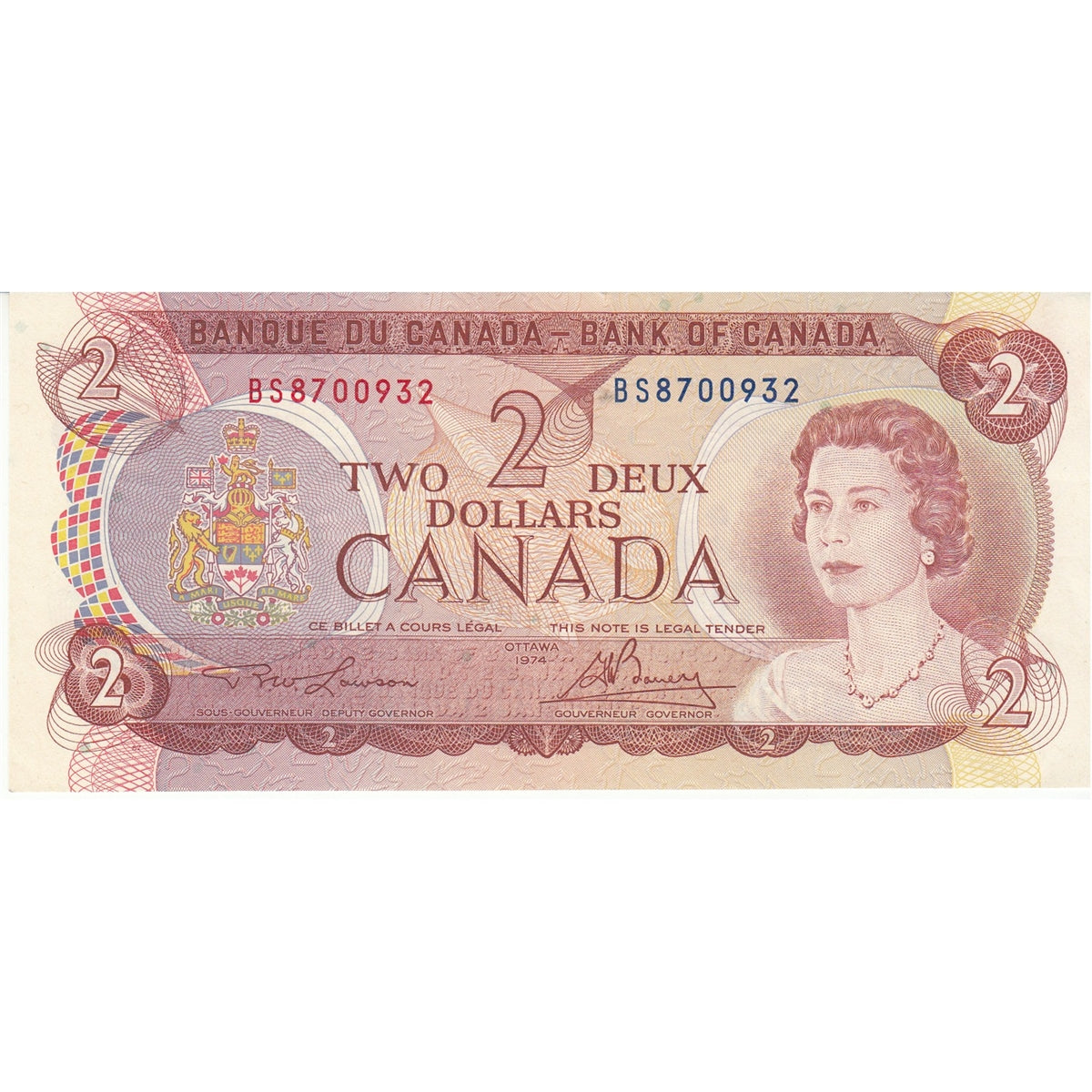 BC-47a 1974 Canada $2 Lawson-Bouey, BS, Uncirculated (MS60)