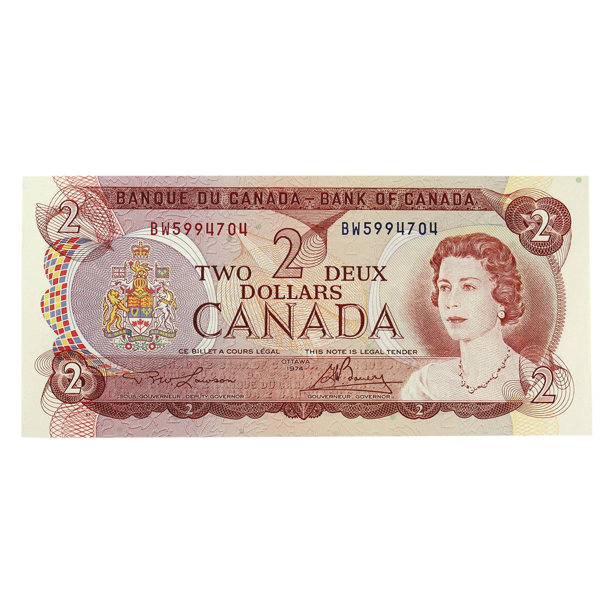 BC-47a 1974 Canada $2 Lawson-Bouey, BW, Choice Uncirculated (CUNC63)