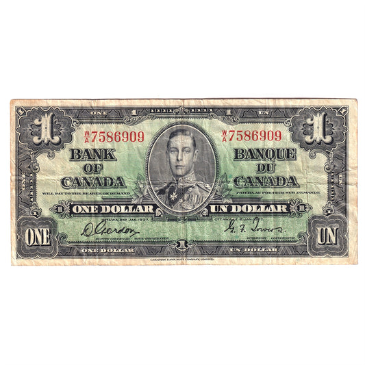BC-21c 1937 Canada $1 Gordon-Towers, W/A, F-VF