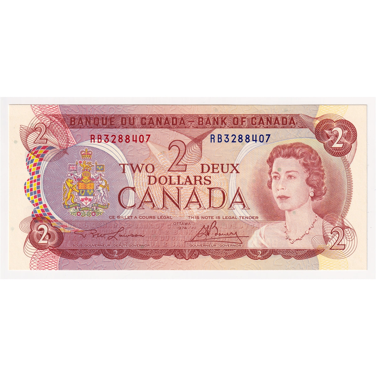 BC-47a 1974 Canada $2 Lawson-Bouey, RB, Uncirculated (MS60)