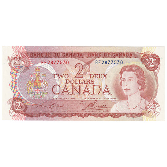 BC-47a 1974 Canada $2 Lawson-Bouey, RF, AU-UNC