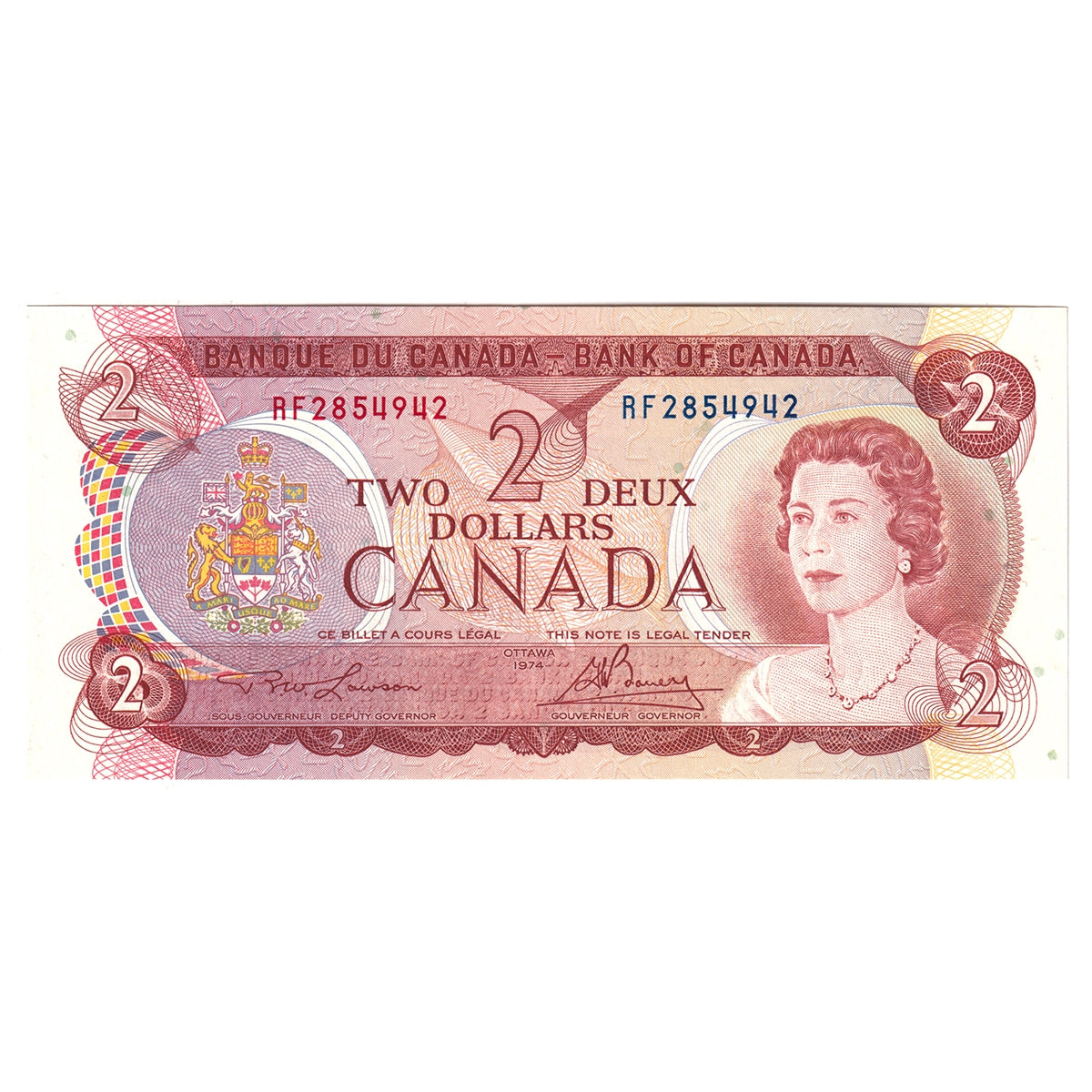 BC-47a 1974 Canada $2 Lawson-Bouey, RF, Uncirculated (MS60)