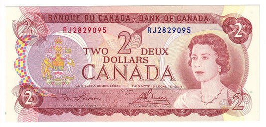 BC-47a 1974 Canada $2 Lawson-Bouey, RJ, AU-UNC
