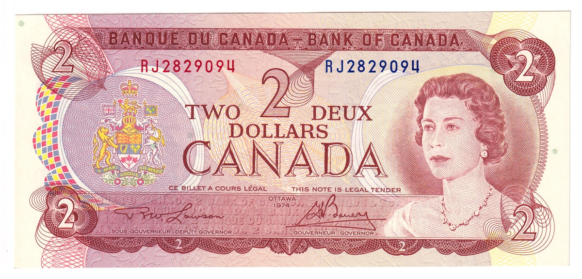 BC-47a 1974 Canada $2 Lawson-Bouey, RJ, Uncirculated (MS60)