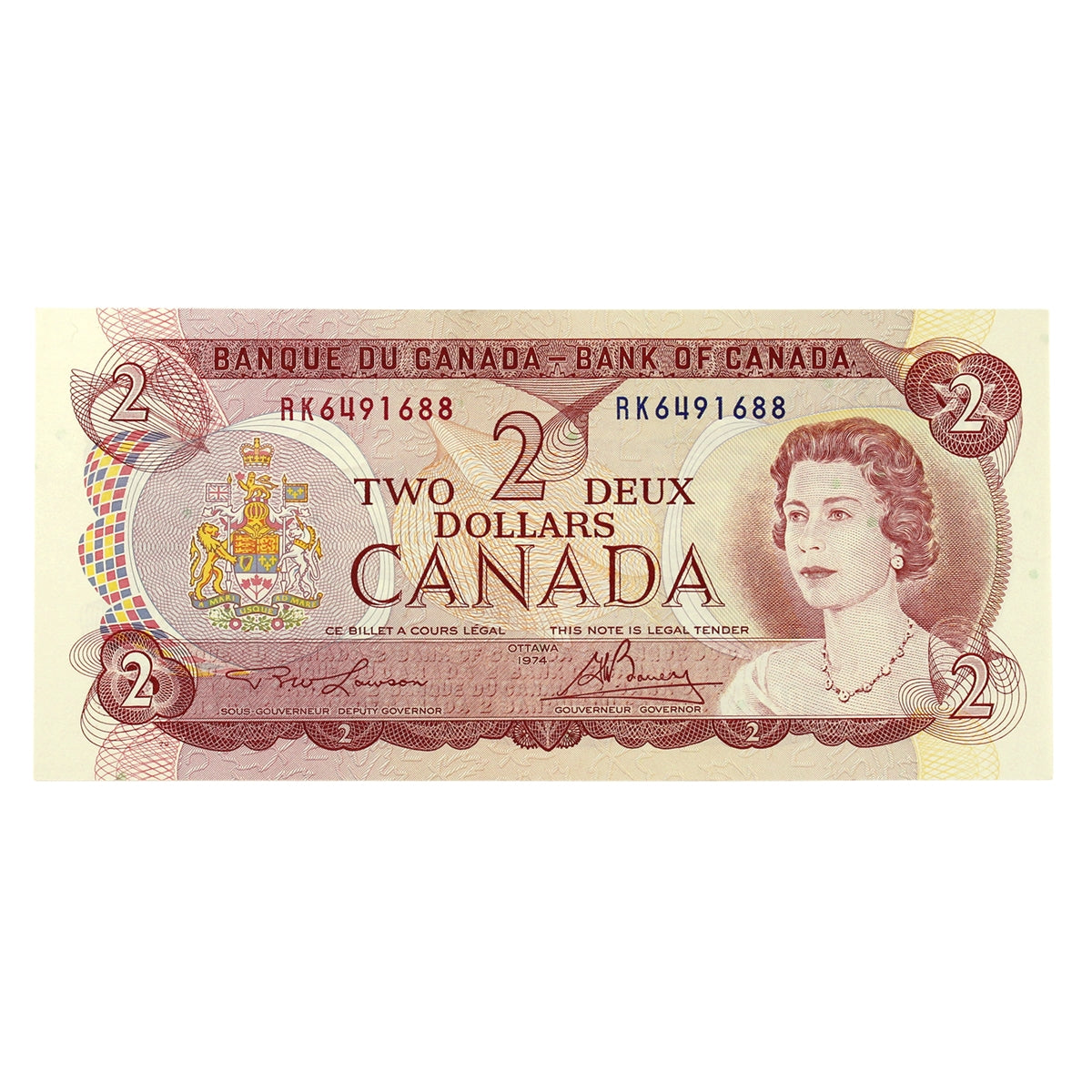 BC-47a 1974 Canada $2 Lawson-Bouey, RK, Almost Uncirculated (AU50)