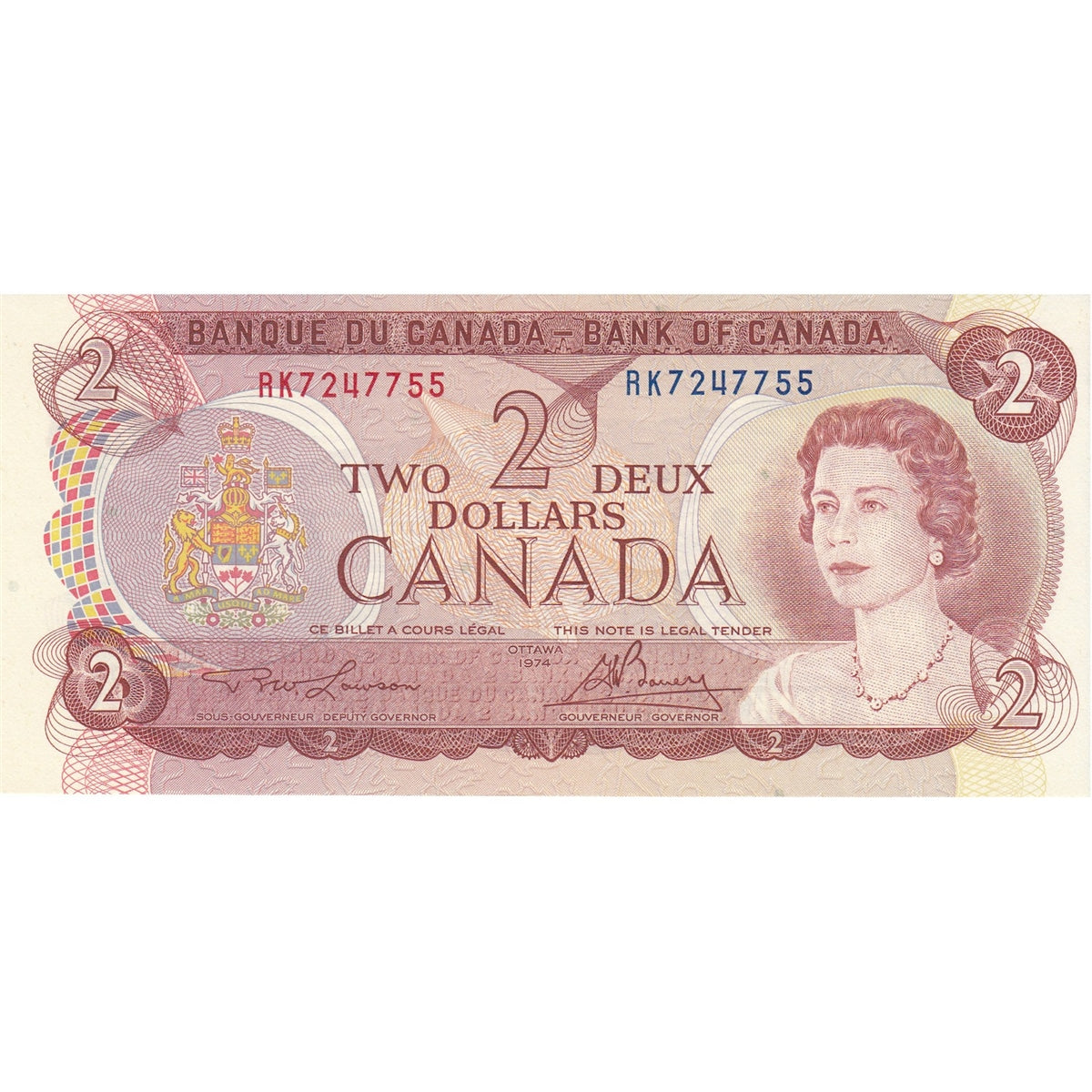 BC-47a 1974 Canada $2 Lawson-Bouey, RK, Choice Uncirculated (CUNC63)