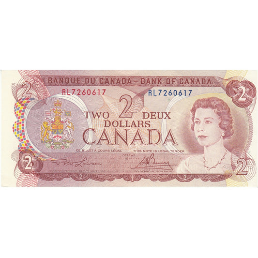 BC-47a 1974 Canada $2 Lawson-Bouey, RL, AU-UNC