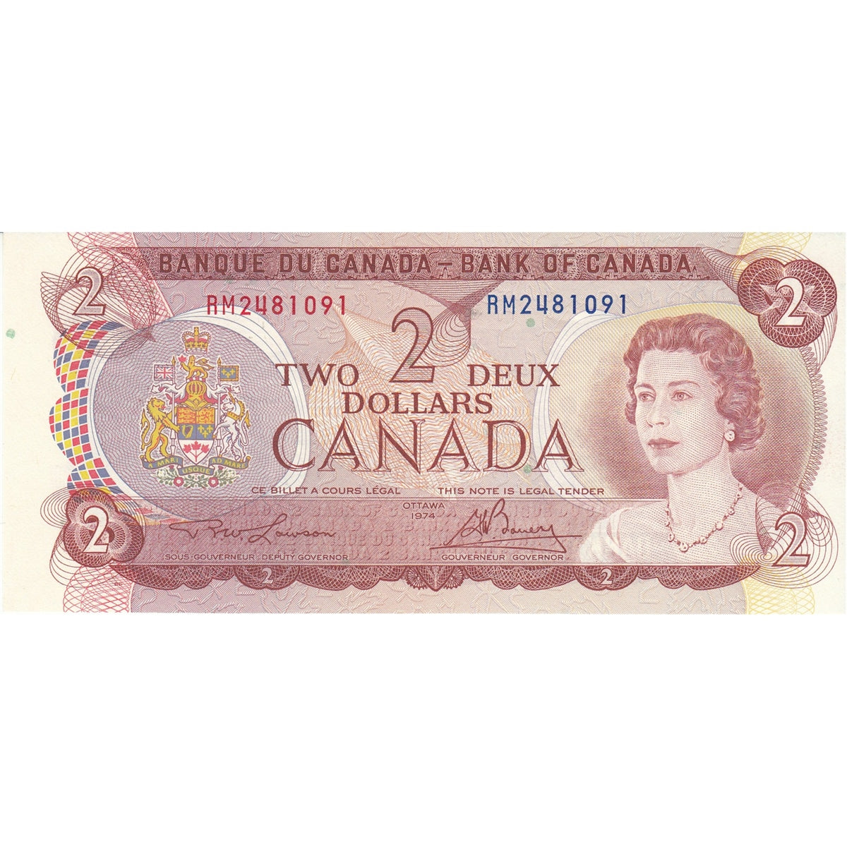 BC-47a 1974 Canada $2 Lawson-Bouey, RM, Choice Uncirculated (CUNC63)