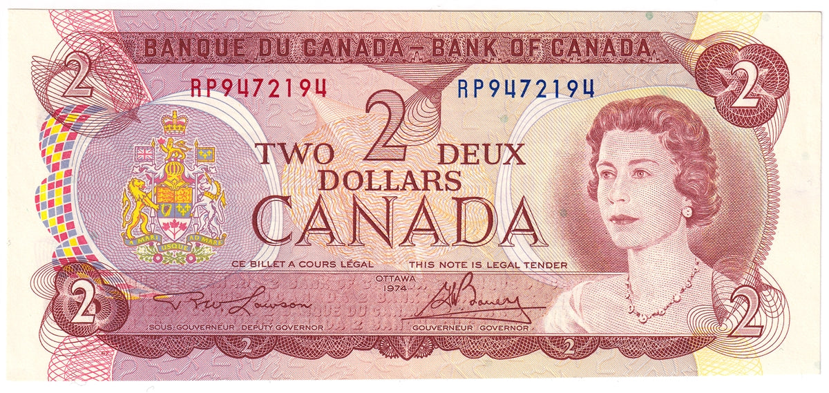 BC-47a 1974 Canada $2 Lawson-Bouey, RP, AU-UNC (AU55)