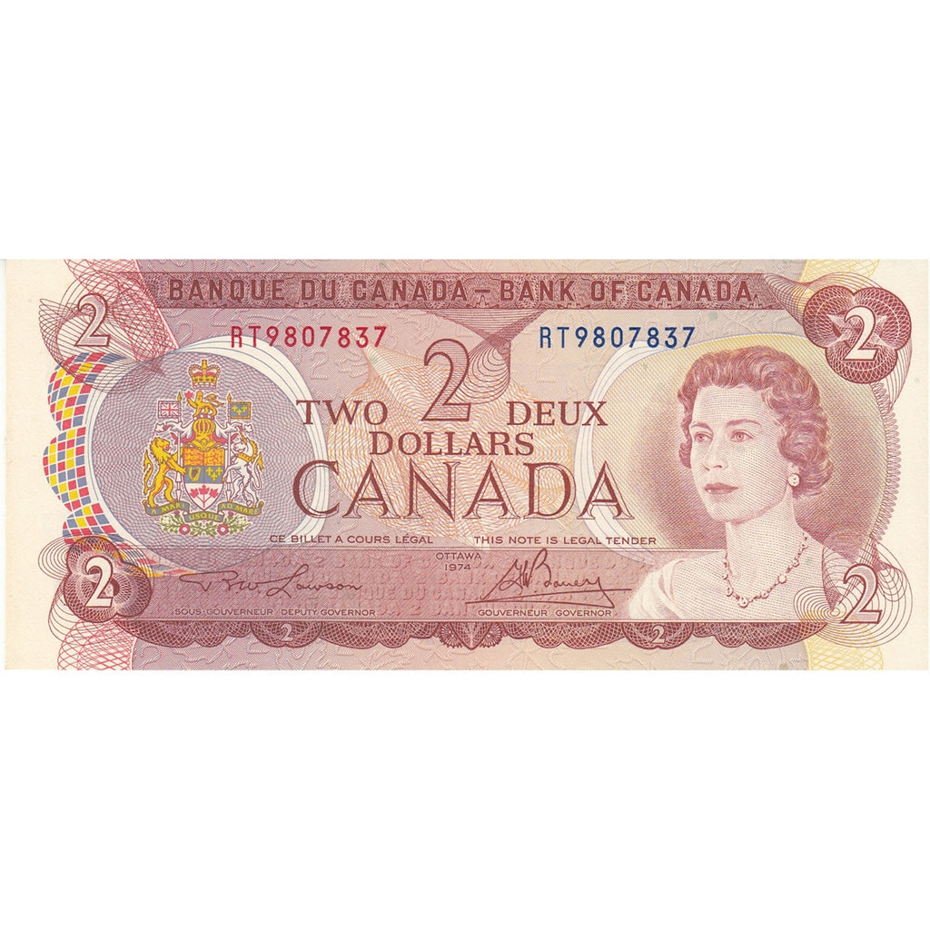 BC-47a 1974 Canada $2 Lawson-Bouey, RT, Choice Uncirculated (CUNC63)