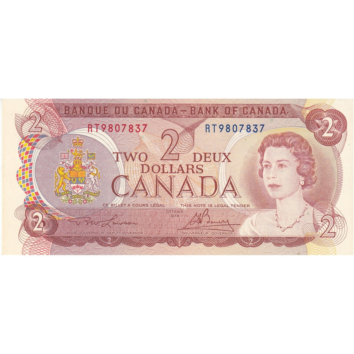 BC-47a 1974 Canada $2 Lawson-Bouey, RT, Choice Uncirculated (CUNC63)