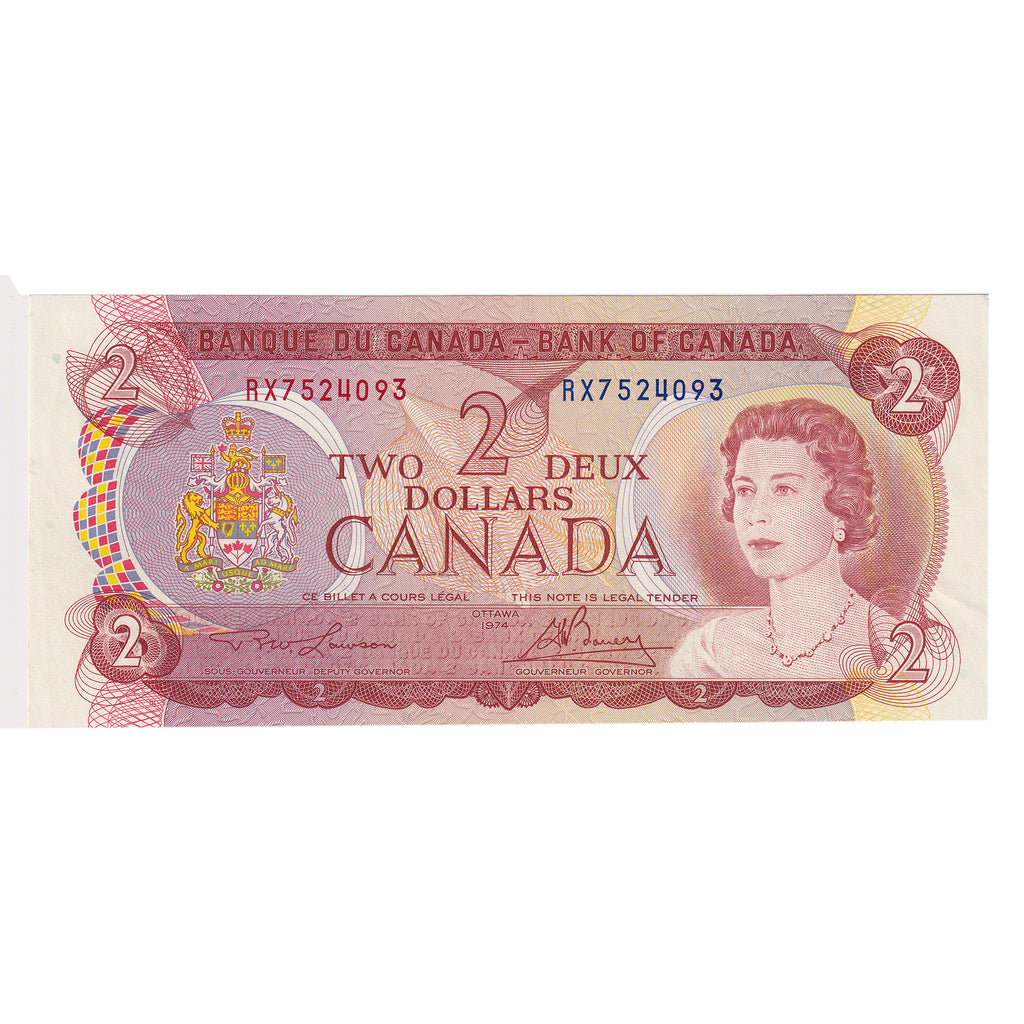 BC-47a 1974 Canada $2 Lawson-Bouey, RX, Almost Uncirculated (AU50)
