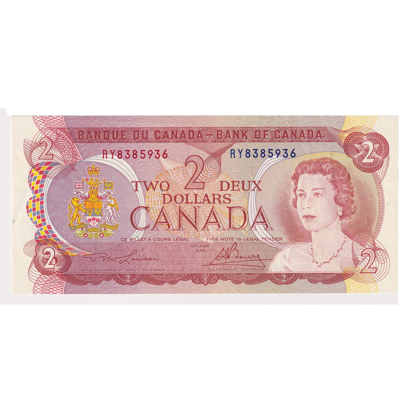 BC-47a 1974 Canada $2 Lawson-Bouey, RY, Almost Uncirculated (AU50)
