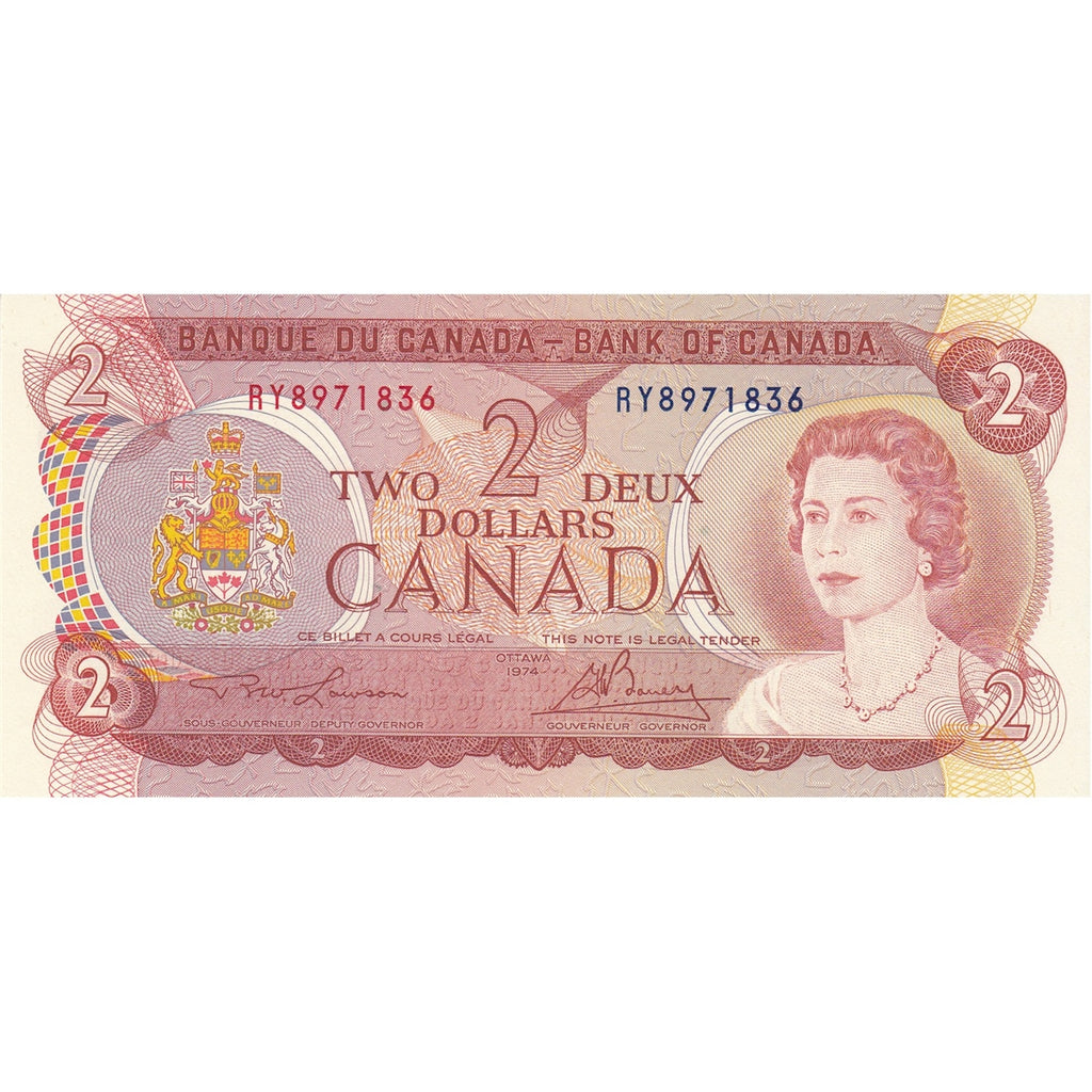 BC-47a 1974 Canada $2 Lawson-Bouey, RY, Choice Uncirculated (CUNC63)