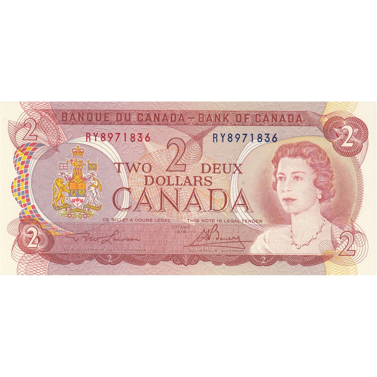 BC-47a 1974 Canada $2 Lawson-Bouey, RY, Choice Uncirculated (CUNC63)