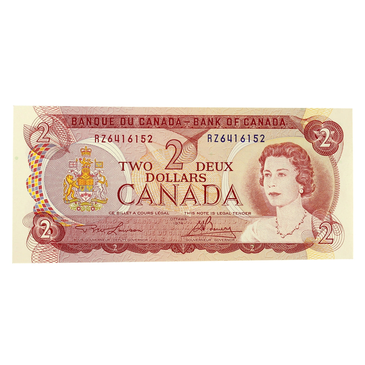 BC-47a 1974 Canada $2 Lawson-Bouey, RZ, Uncirculated (MS60)