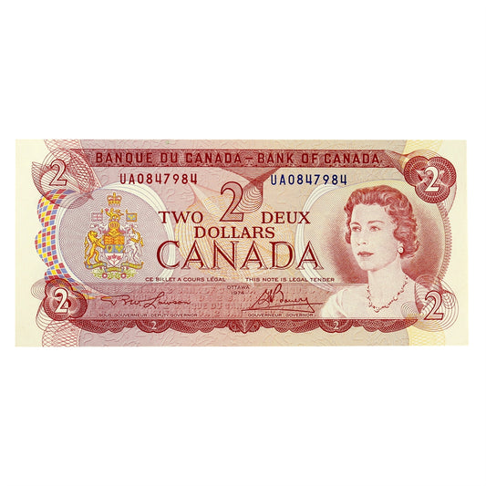 BC-47a 1974 Canada $2 Lawson-Bouey, UA, AU-UNC