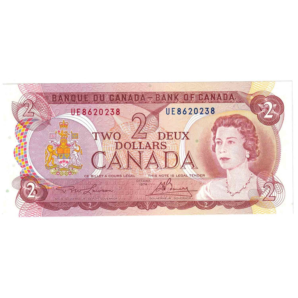 BC-47a 1974 Canada $2 Lawson-Bouey, UE, AU-UNC (AU55)