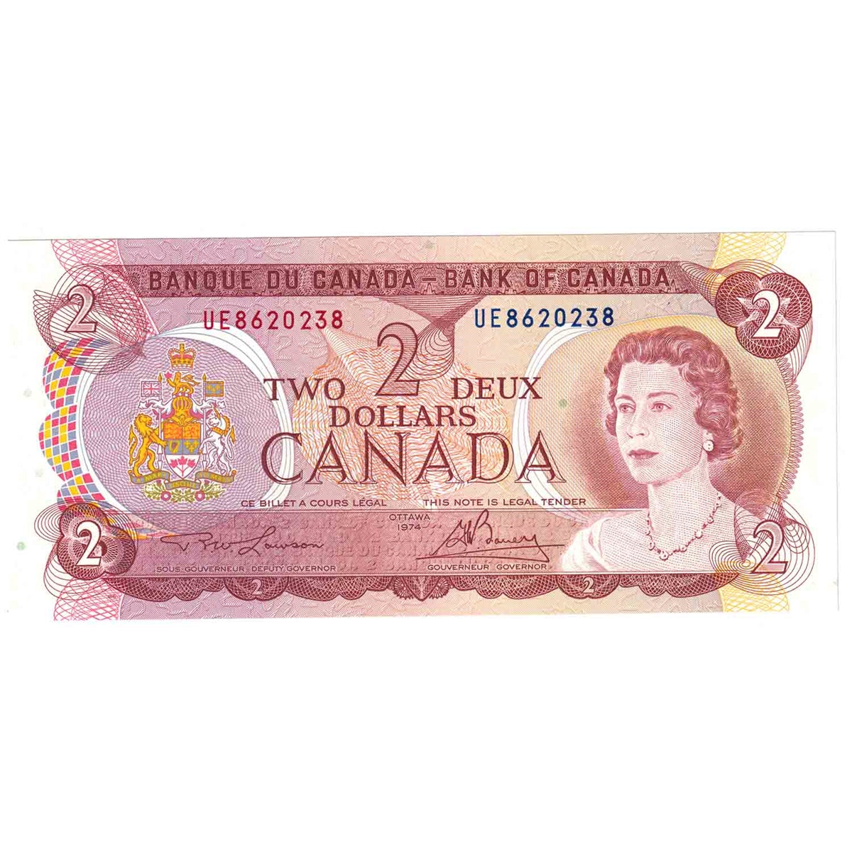 BC-47a 1974 Canada $2 Lawson-Bouey, UE, AU-UNC (AU55)