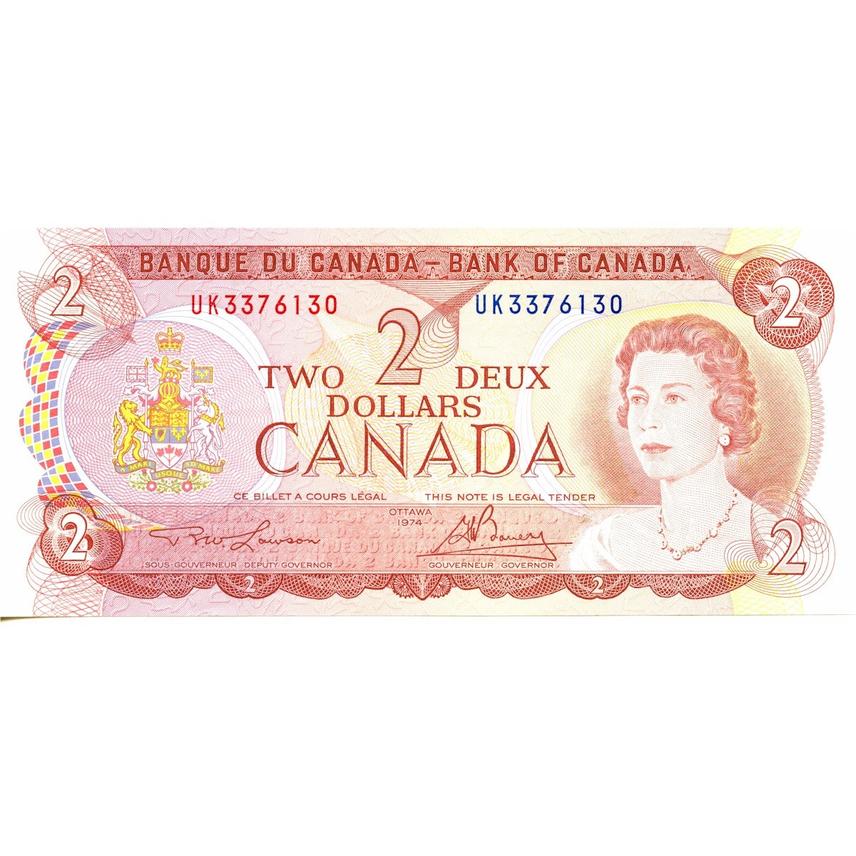 BC-47a 1974 Canada $2 Lawson-Bouey, UK, AU-UNC (AU55)