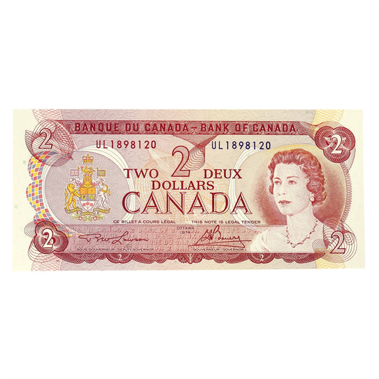 BC-47a 1974 Canada $2 Lawson-Bouey, UL, CUNC