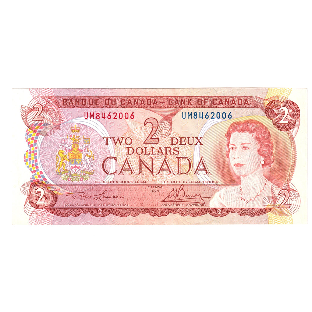BC-47a 1974 Canada $2 Lawson-Bouey, UM, AU-UNC