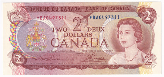 BC-47aA 1974 Canada $2 Lawson-Bouey, *BA, AU-UNC