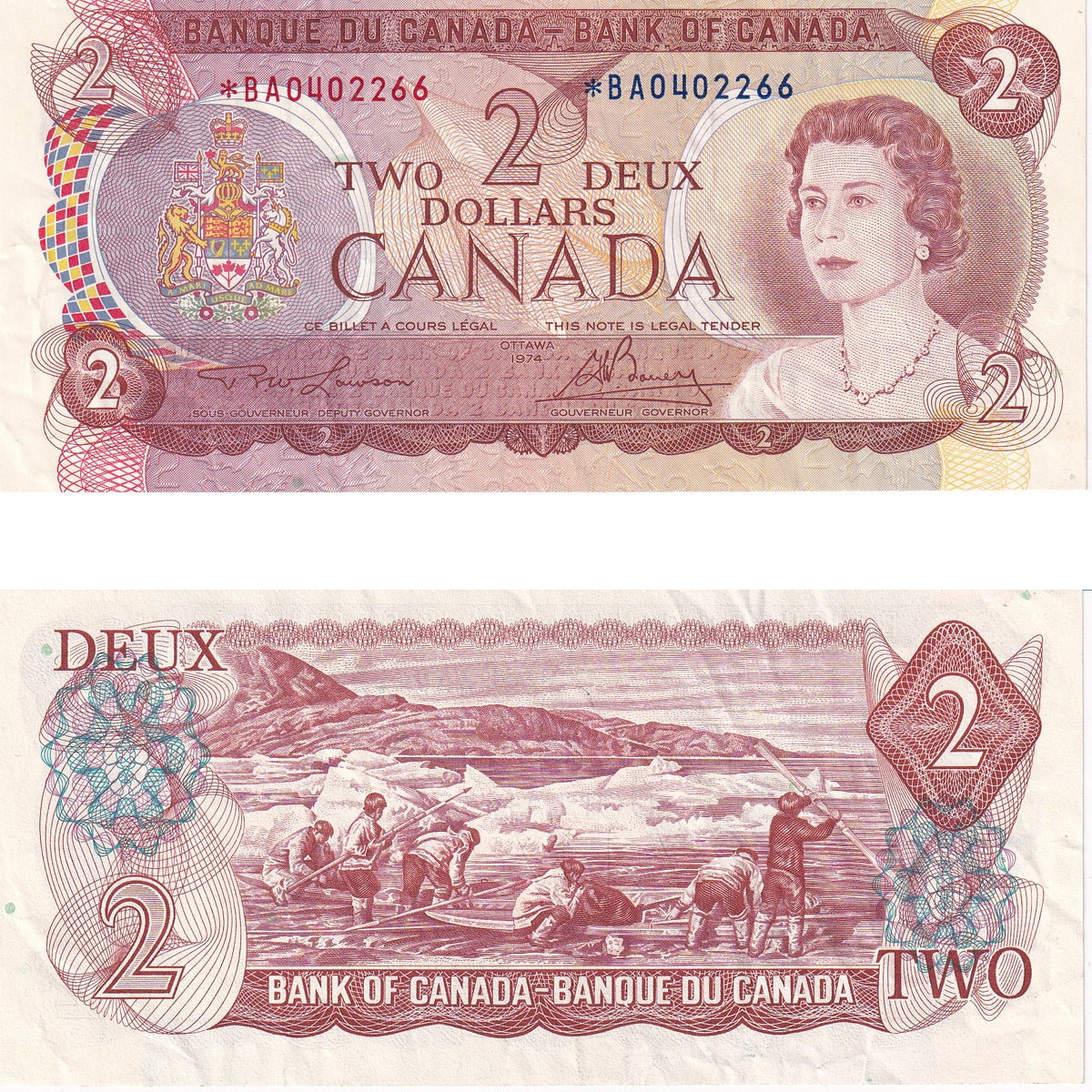 BC-47aA 1974 Canada $2 Lawson-Bouey, *BA, EF-AU (EF45)