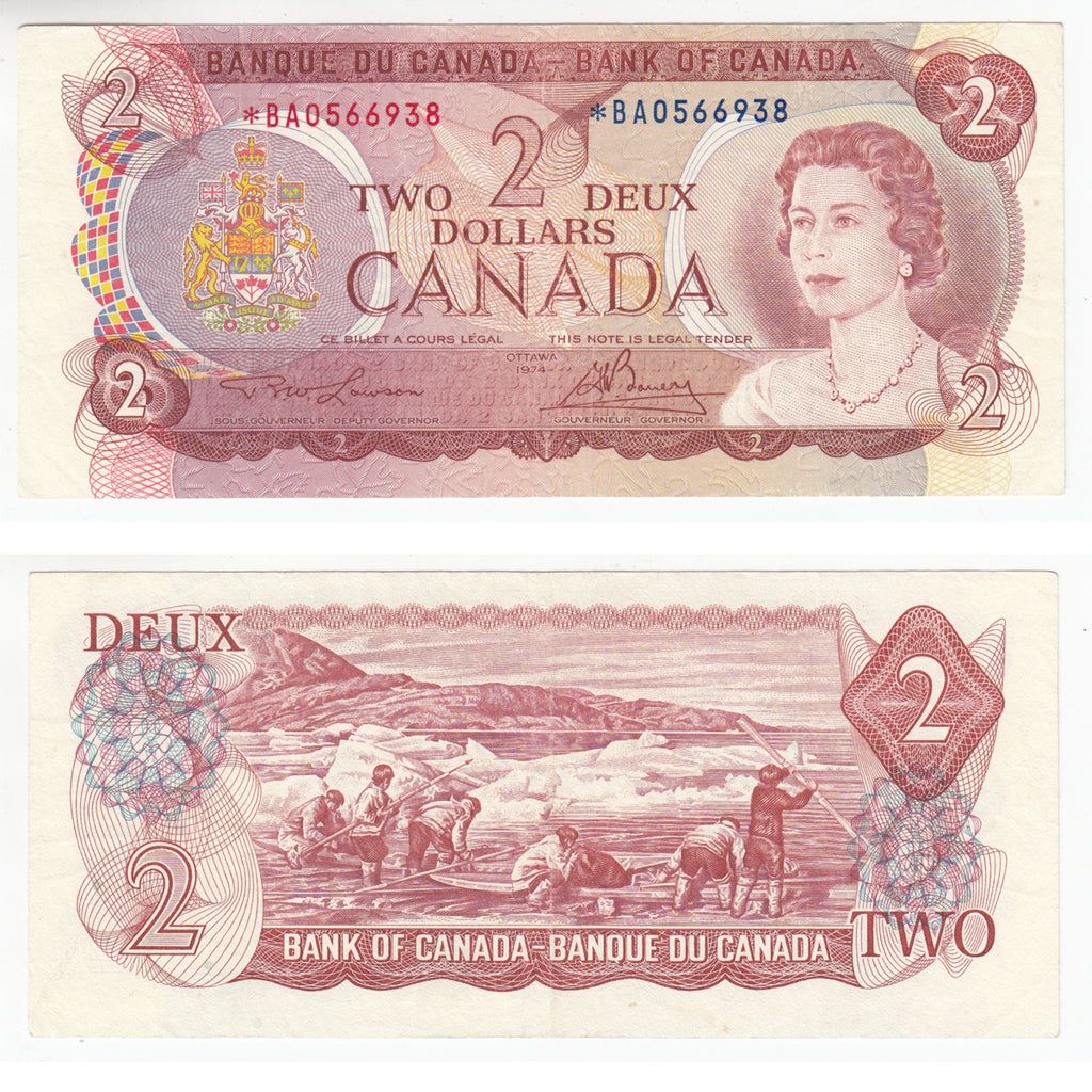 BC-47aA 1974 Canada $2 Lawson-Bouey, *BA, F-VF (F15)