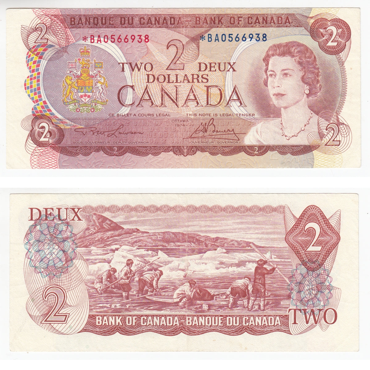 BC-47aA 1974 Canada $2 Lawson-Bouey, *BA, F-VF (F15)