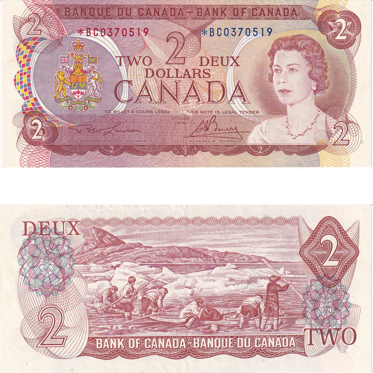 BC-47aA 1974 Canada $2 Lawson-Bouey, *BC Below 0.5M, EF-AU (EF45)