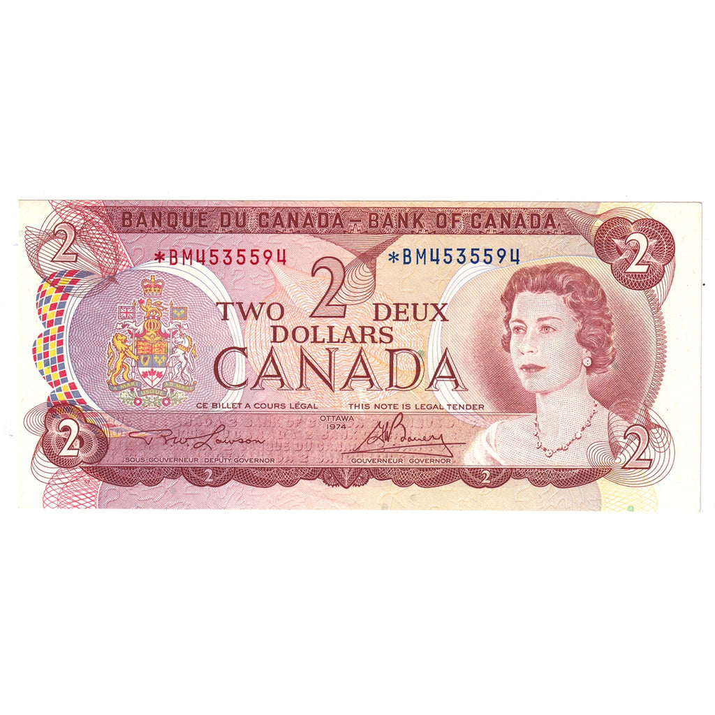BC-47aA 1974 Canada $2 Lawson-Bouey, *BM, AU-UNC (AU55)
