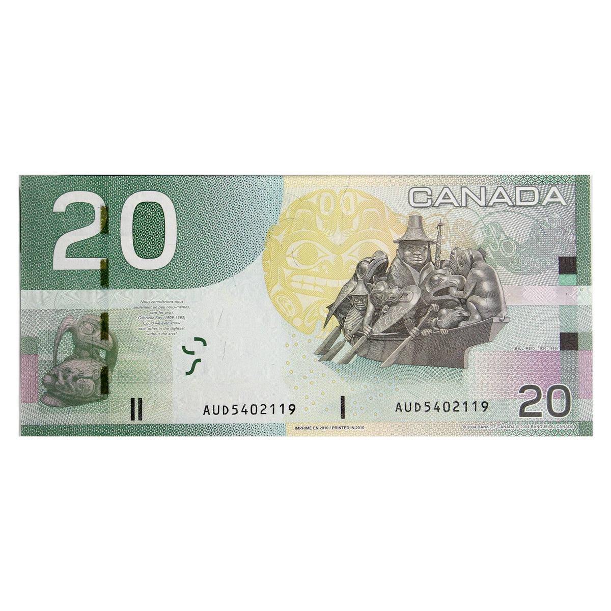 BC-64b-i 2010 Canada $20 Jenkins-Carney, AUD, Choice Uncirculated (CUNC63)