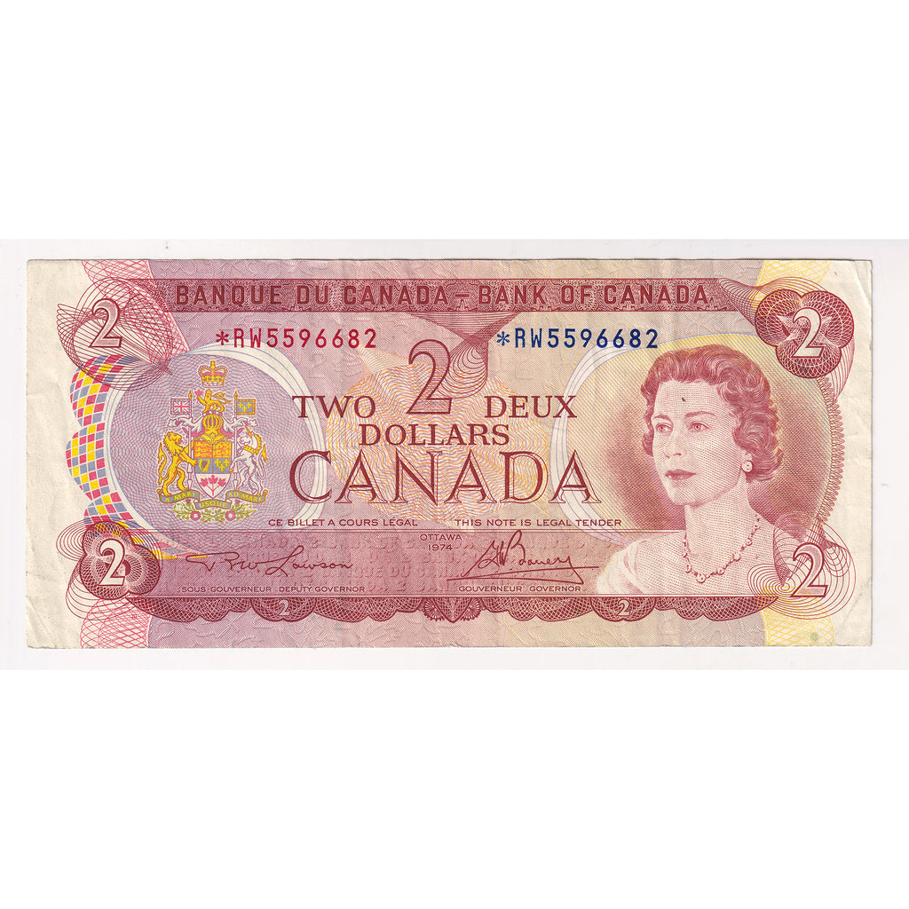 BC-47aA 1974 Canada $2 Lawson-Bouey, *RW, Very Fine (VF20)