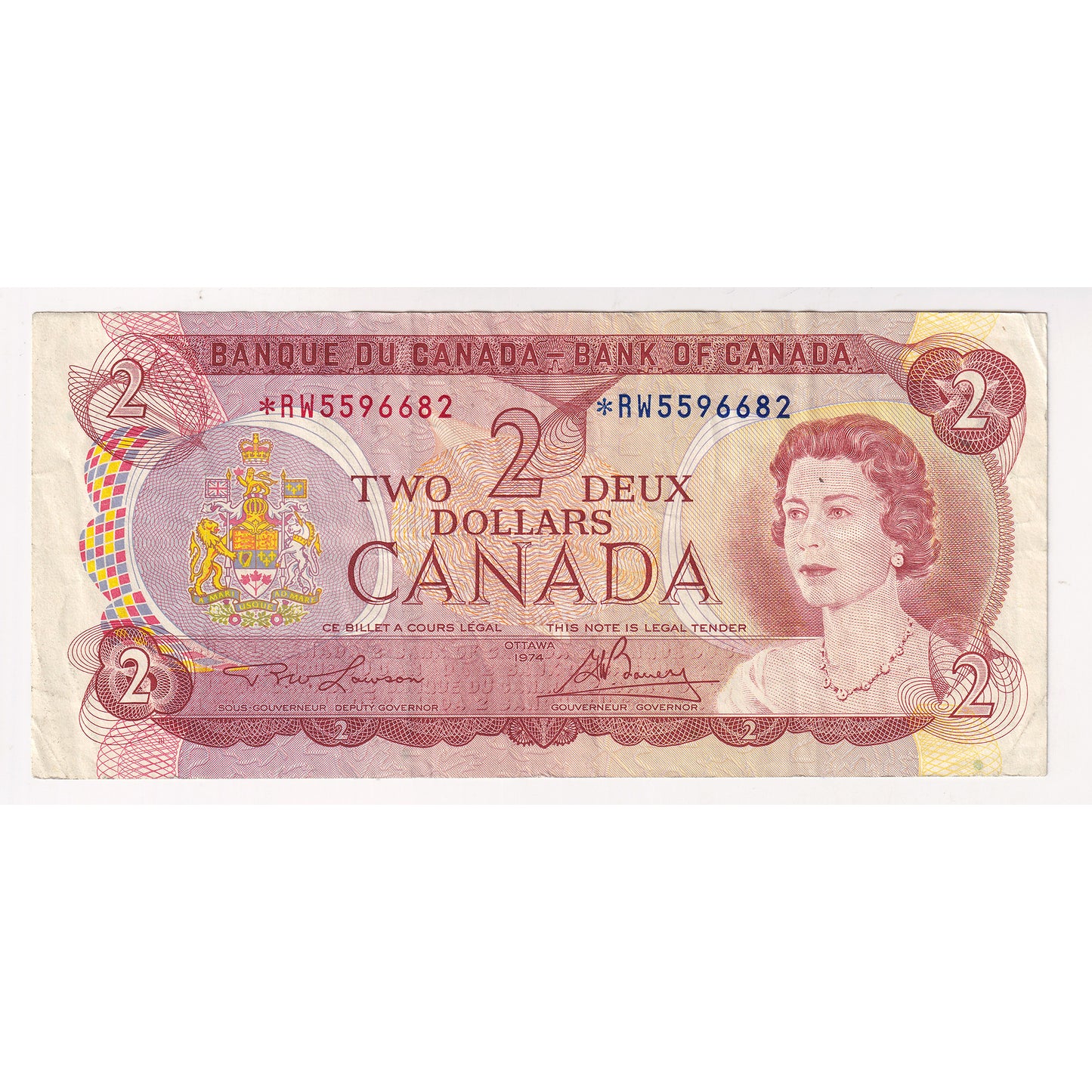 BC-47aA 1974 Canada $2 Lawson-Bouey, *RW, Very Fine (VF20)