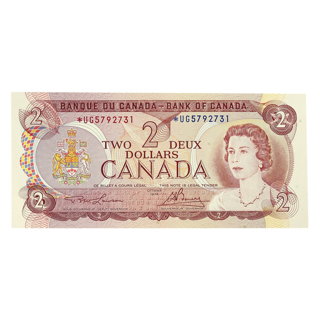 BC-47aA 1974 Canada $2 Lawson-Bouey, *UG, Almost Uncirculated (AU50)