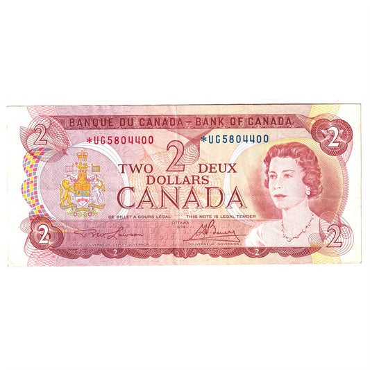 BC-47aA 1974 Canada $2 Lawson-Bouey, *UG, VF
