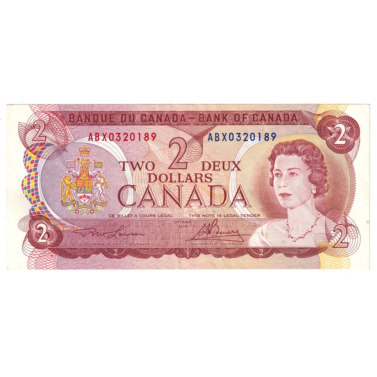 BC-47aA-i 1974 Canada $2 Lawson-Bouey, ABX, EF-AU (EF45)