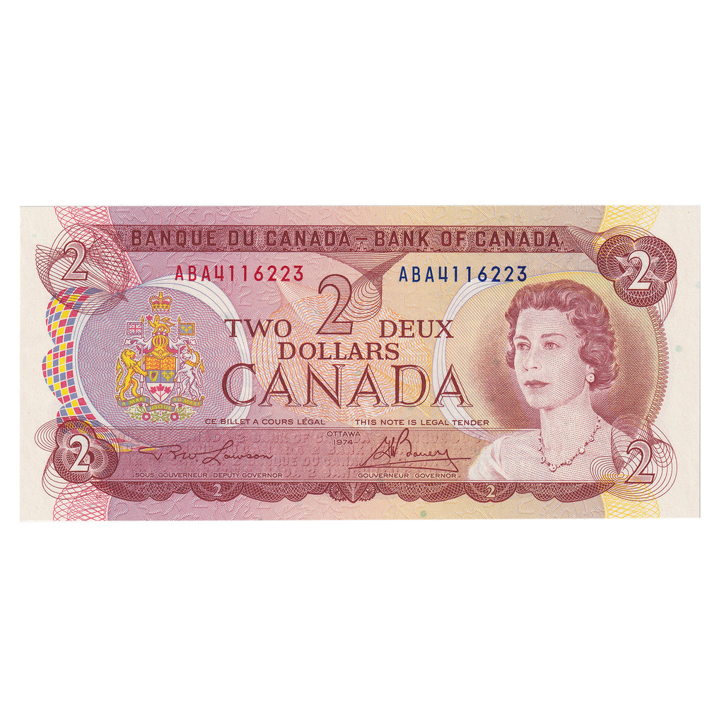 BC-47a-i 1974 Canada $2 Lawson-Bouey, ABA, Uncirculated (MS60)