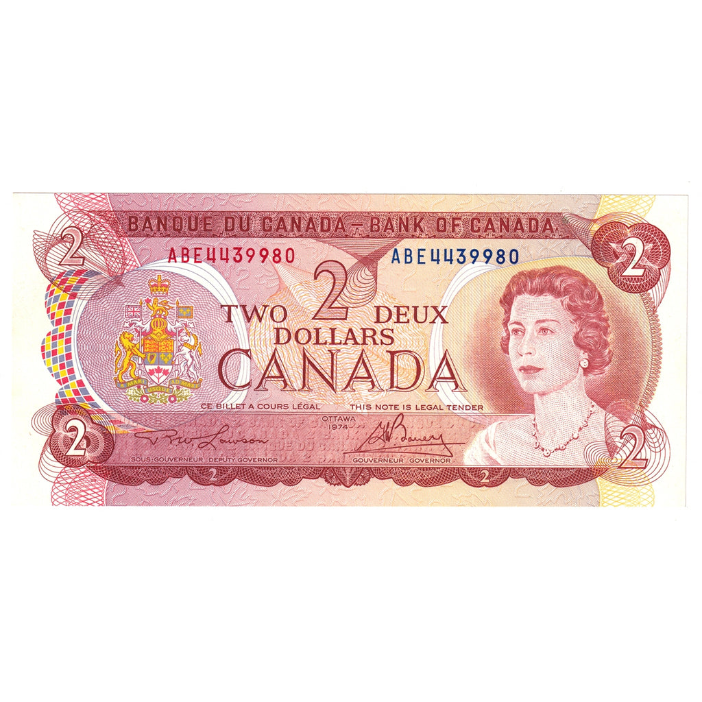 BC-47a-i 1974 Canada $2 Lawson-Bouey, ABE, Uncirculated (MS60)