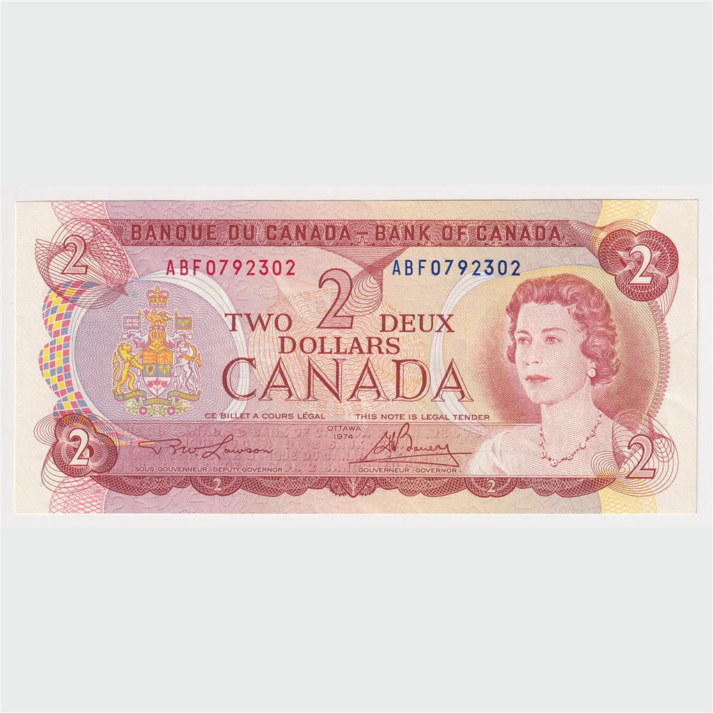 BC-47a-i 1974 Canada $2 Lawson-Bouey, ABF, AU-UNC (AU55)