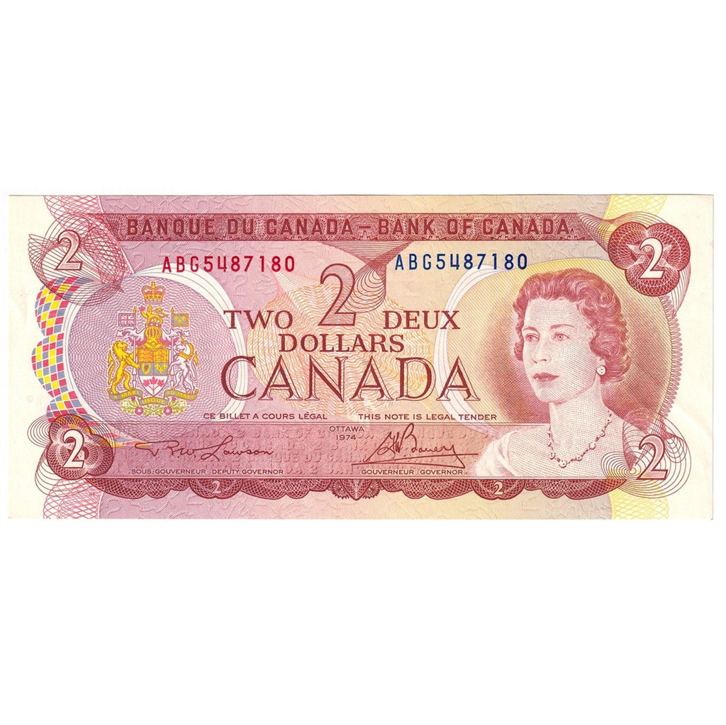 BC-47a-i 1974 Canada $2 Lawson-Bouey, ABG, AU-UNC (AU55)