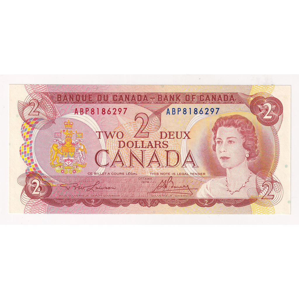 BC-47a-i 1974 Canada $2 Lawson-Bouey, ABP, Choice Uncirculated (CUNC63)