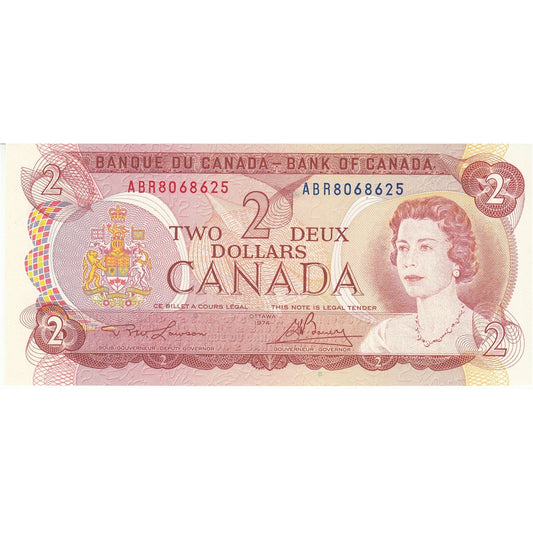 BC-47a-i 1974 Canada $2 Lawson-Bouey, ABR, Choice Uncirculated (CUNC63)