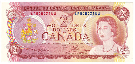 BC-47a-i 1974 Canada $2 Lawson-Bouey, ABU, AU-UNC
