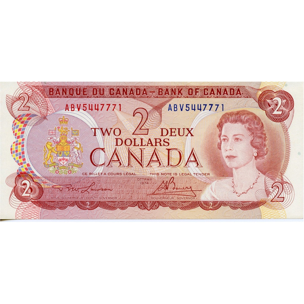BC-47a-i 1974 Canada $2 Lawson-Bouey, ABV, AU-UNC (AU55)
